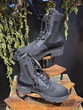 XOTO Black Lace-Up Tactical Style Combat Boot